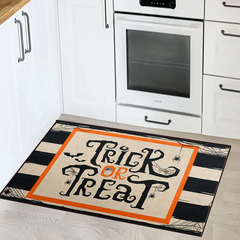 2pcs Halloween Pumpkin Kitchen Rugs Absorbent Non Slip Waterproof Floor Mats