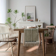 Polyester Table Runner Green Geometric Nordic Jacquard Holiday Decoration
