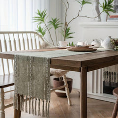 Polyester Table Runner Green Geometric Nordic Jacquard Holiday Decoration