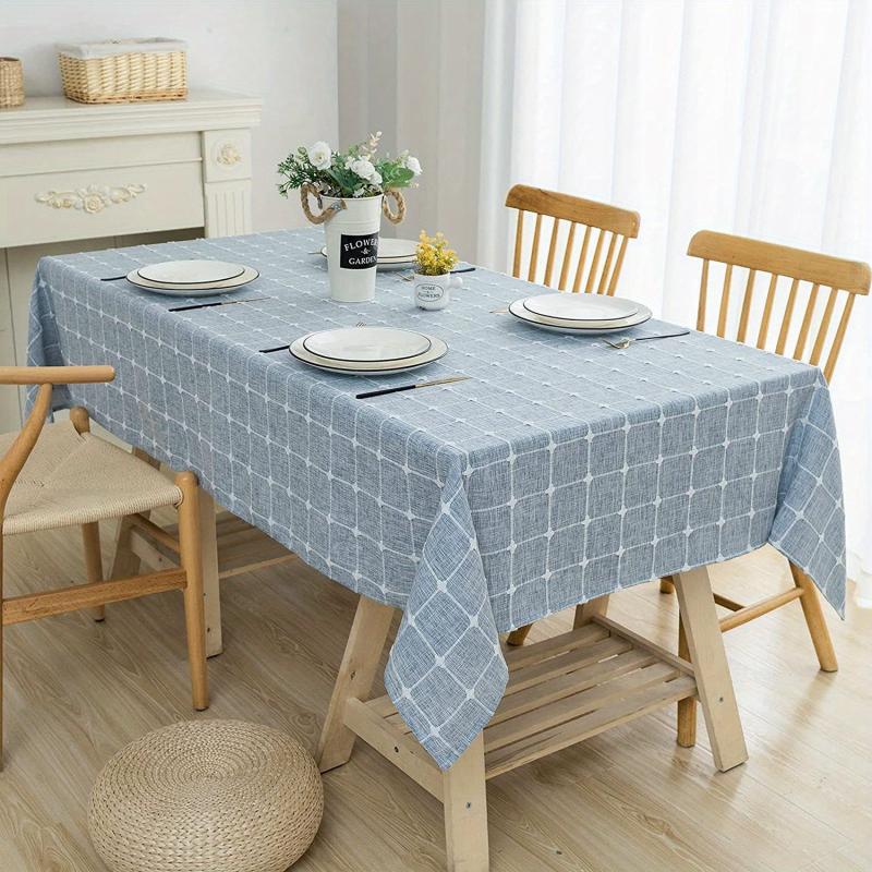 Stain Resistant Plaid Tablecloth Waterproof Washable