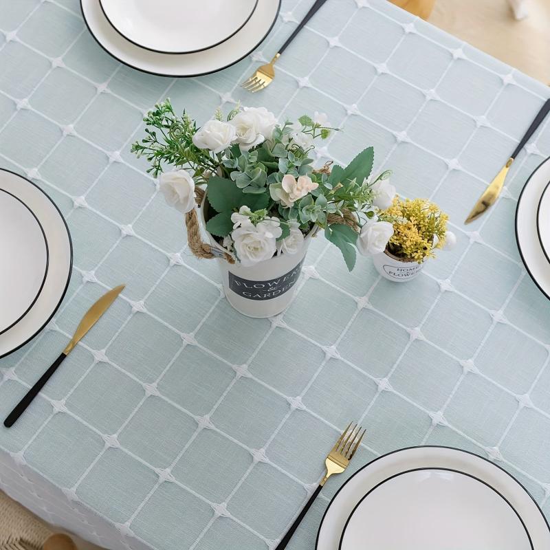 Stain Resistant Plaid Tablecloth Waterproof Washable