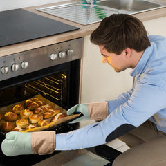 5pcs Silicone Oven Mitts Pot Holder Set Baking Double Layer