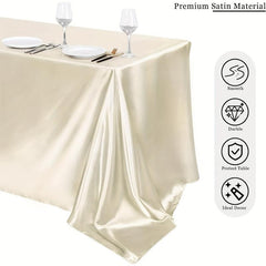 4pcs Satin Tablecloth Solid Silk Tablecover Overlay Satin Table Cover Rectangle
