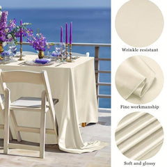 4pcs Satin Tablecloth Solid Silk Tablecover Overlay Satin Table Cover Rectangle