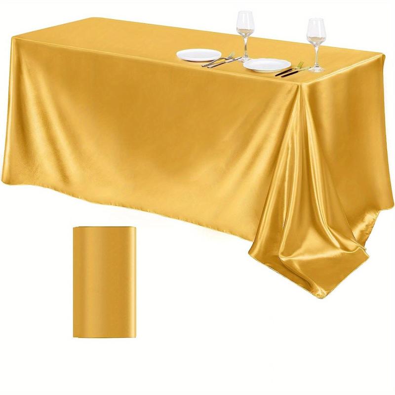 4pcs Satin Tablecloth Solid Silk Tablecover Overlay Satin Table Cover Rectangle