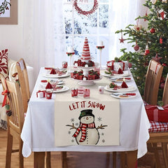 Polyester Christmas Snowman Table Runner Dresser Scarf