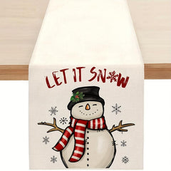 Polyester Christmas Snowman Table Runner Dresser Scarf