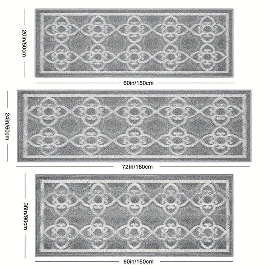 Non Slip Indoor Door Mats Kitchen Runner Rugs Moroccan Trellis Waterproof Washab