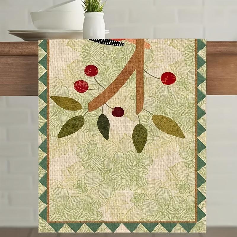 Polyester Table Runner Cardinals Tree Branches Spring Season Decor