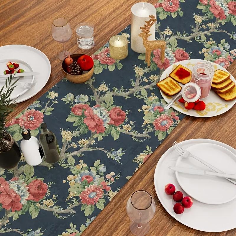 Boho Flower Pattern Table Runner - Waterproof & Stain Resistant