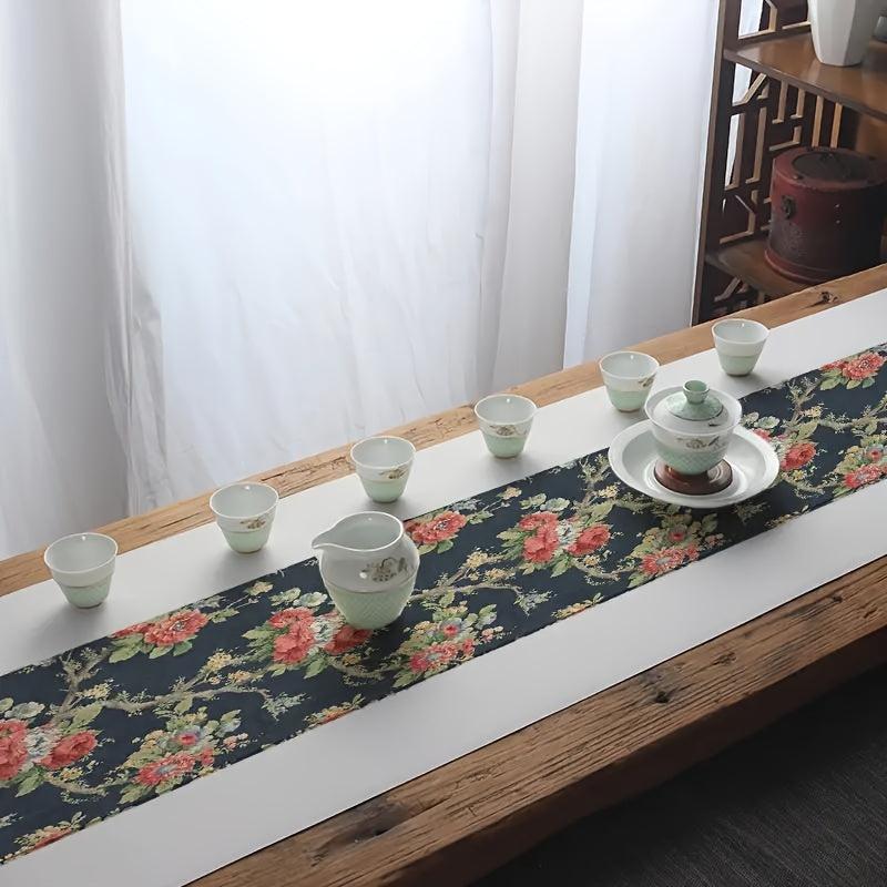Boho Flower Pattern Table Runner - Waterproof & Stain Resistant