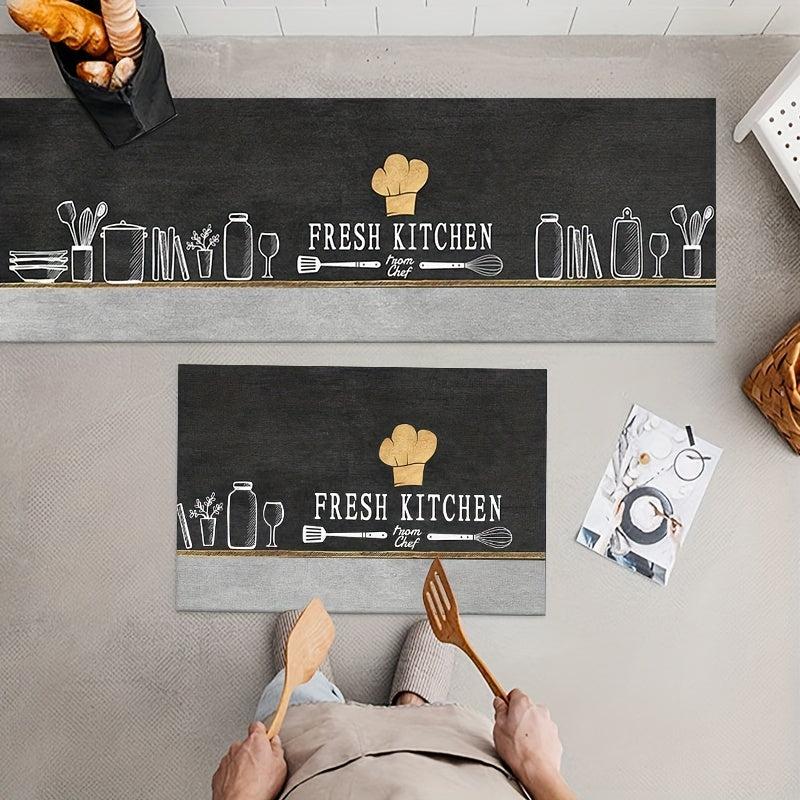 2pcs Anti Fatigue Kitchen Mat & Hallway Carpet Set