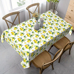 Lemon Print Tablecloth Retro Fruit Style Stain Resistant Waterproof Washable