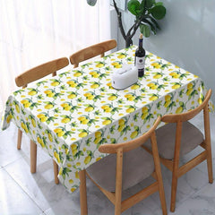 Lemon Print Tablecloth Retro Fruit Style Stain Resistant Waterproof Washable