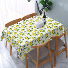 Lemon Print Tablecloth Retro Fruit Style Stain Resistant Waterproof Washable