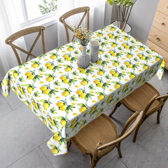 Lemon Print Tablecloth Retro Fruit Style Stain Resistant Waterproof Washable