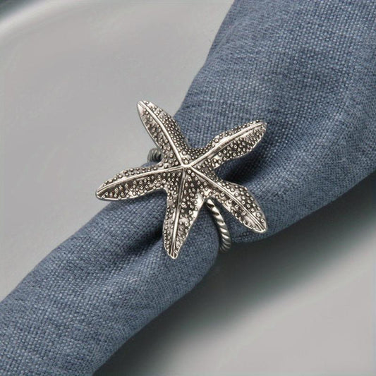 2pcs Ocean Themed Napkin Rings Metal Holders for Beach Wedding Party Table Decor