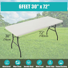 Beige Elastic Fitted Stretch Tablecloth Polyester Table Cover for Home Decor