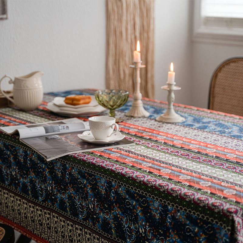Polyester Tablecloth Ethnic Style American Table Cover Rustic Style Table Cloth