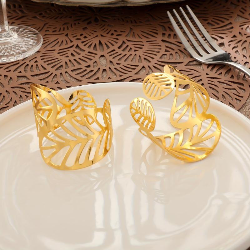 6pcs Leaf Napkin Ring Napkin Buckle For Wedding & Events