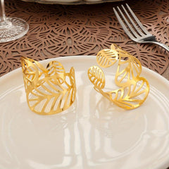 6pcs Leaf Napkin Ring Napkin Buckle For Wedding & Events