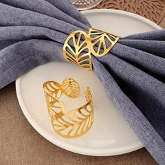6pcs Leaf Napkin Ring Napkin Buckle For Wedding & Events