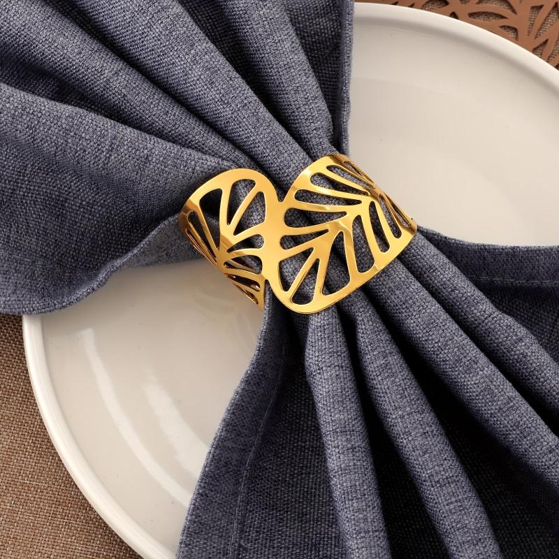 6pcs Leaf Napkin Ring Napkin Buckle For Wedding & Events