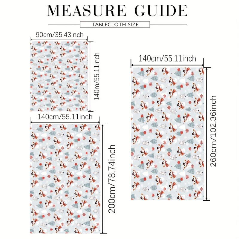 Polyester Merry Christmas Tablecloth Snowman Christmas Tree Design