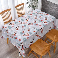 Polyester Merry Christmas Tablecloth Snowman Christmas Tree Design