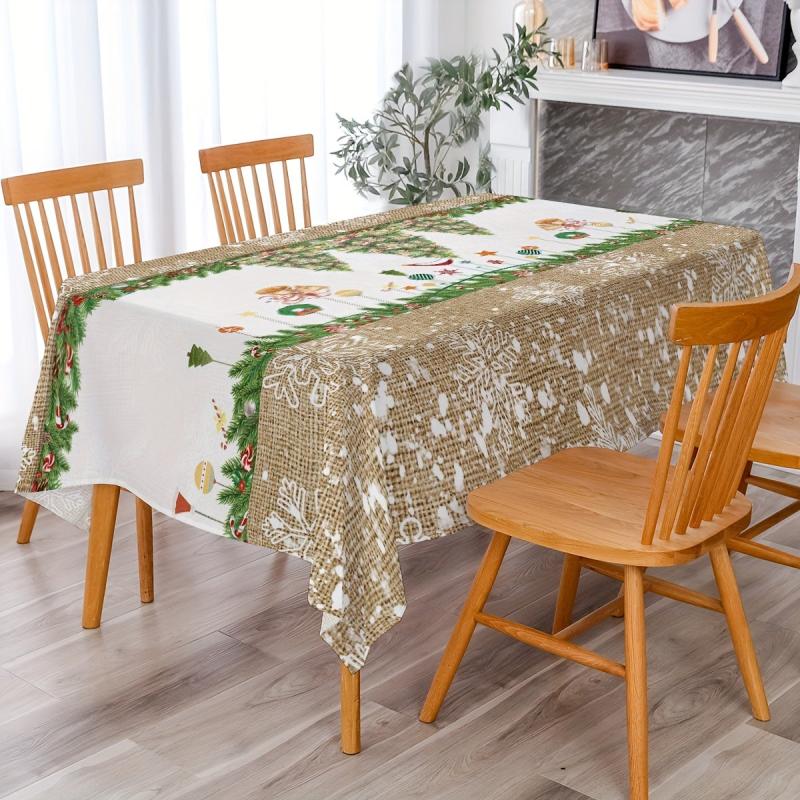 Polyester Christmas Tablecloth Tree Snowflake Table Cover
