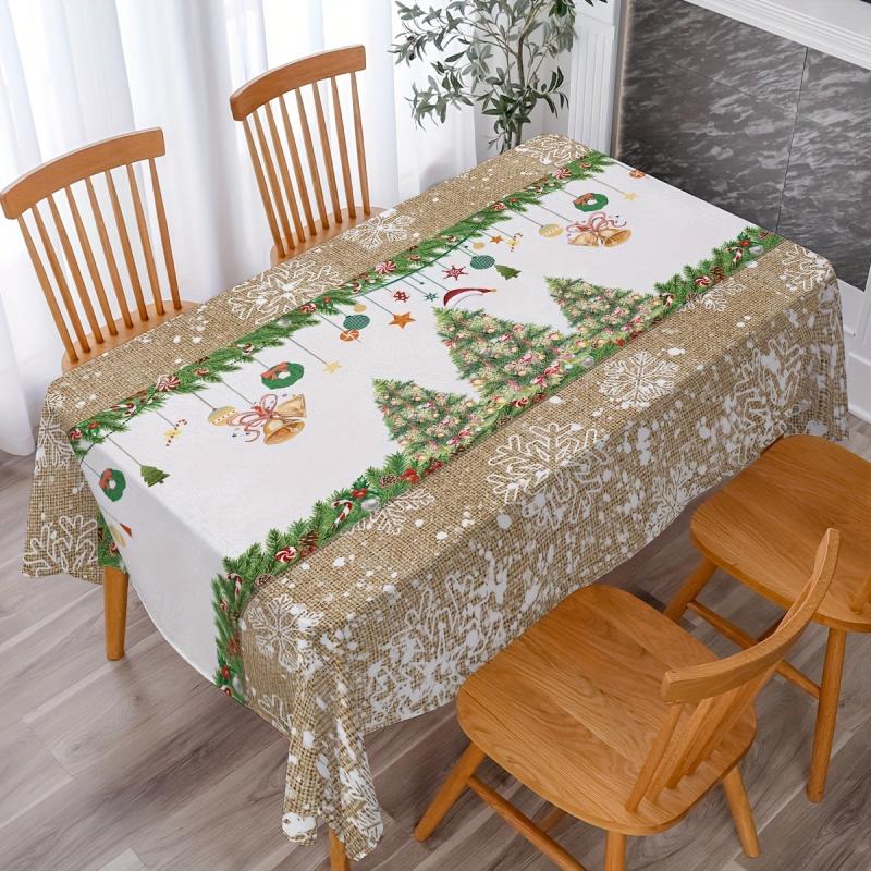 Polyester Christmas Tablecloth Tree Snowflake Table Cover