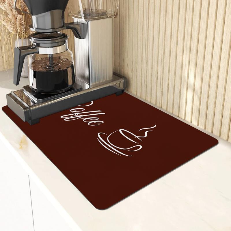 English Coffee Printed Placemat Absorbent Kitchen Drain Mat