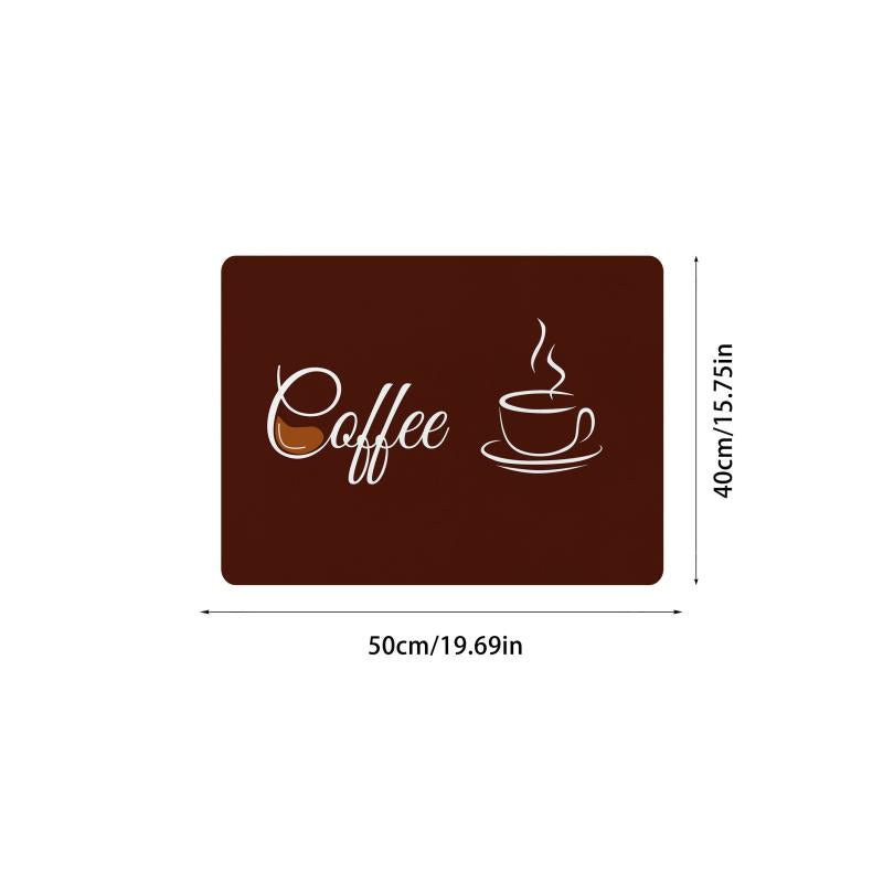 English Coffee Printed Placemat Absorbent Kitchen Drain Mat