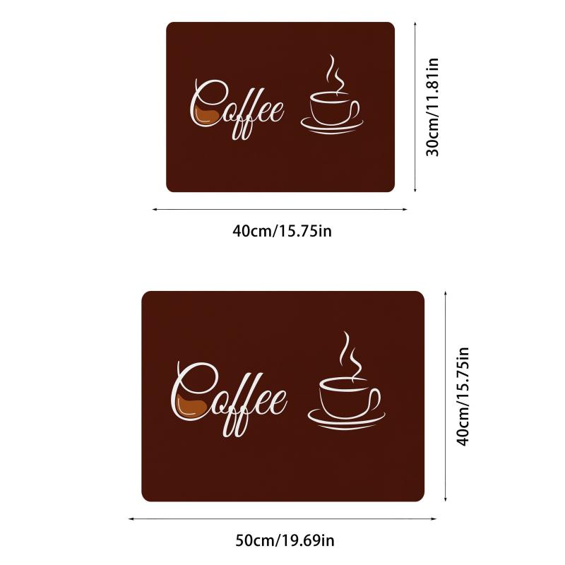 English Coffee Printed Placemat Absorbent Kitchen Drain Mat