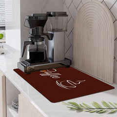 English Coffee Printed Placemat Absorbent Kitchen Drain Mat