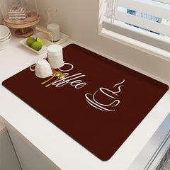 English Coffee Printed Placemat Absorbent Kitchen Drain Mat