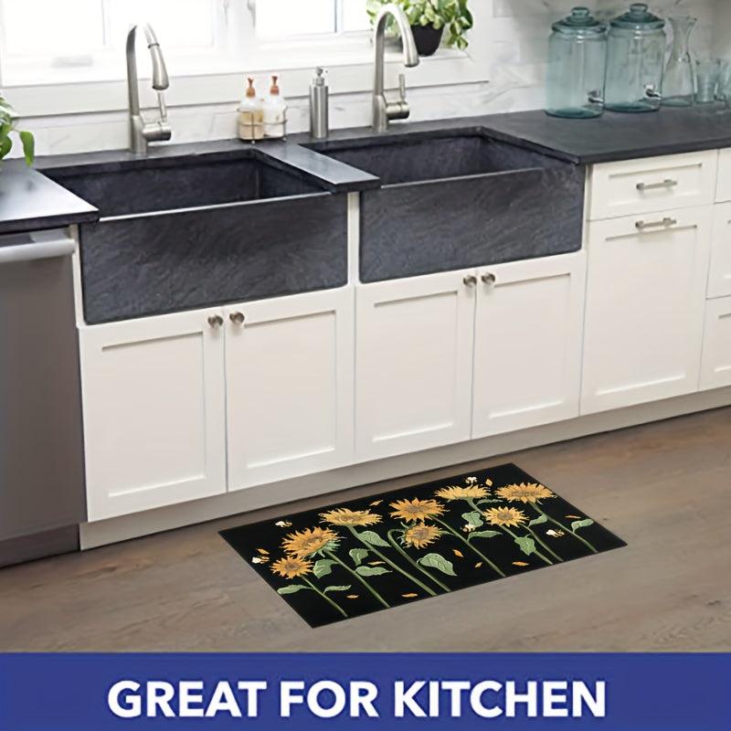 2pcs Retro Sunflower Area Mat Soft Plush Carpet for Home Decor