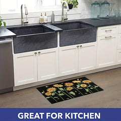 2pcs Retro Sunflower Area Mat Soft Plush Carpet for Home Decor