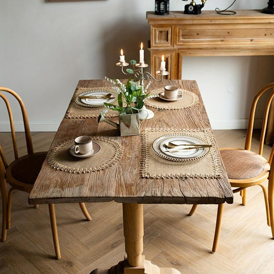 4pcs Jute Macrame Placemat Antiskid Boho Table Mat Indoor Outdoor Decor