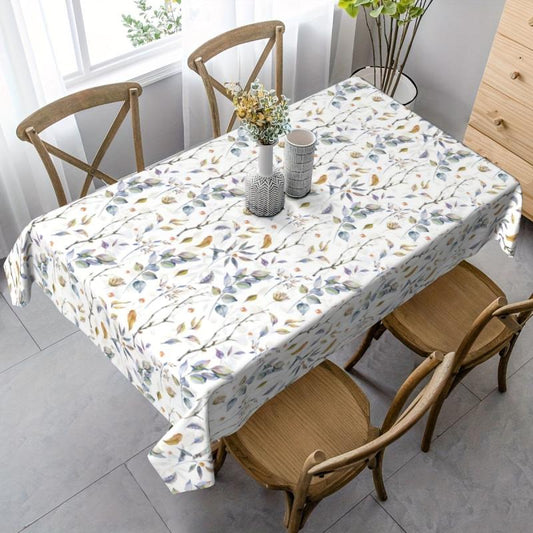 Polyester Tablecloth Waterproof Floral Pattern Long Table Cover