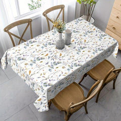 Polyester Tablecloth Waterproof Floral Pattern Long Table Cover