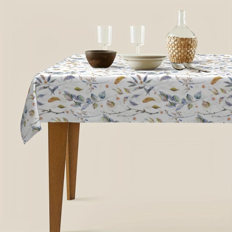 Polyester Tablecloth Waterproof Floral Pattern Long Table Cover