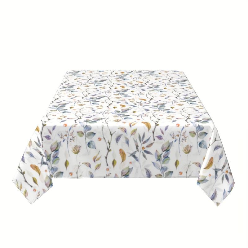 Polyester Tablecloth Waterproof Floral Pattern Long Table Cover
