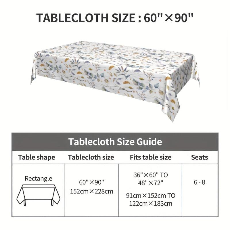 Polyester Tablecloth Waterproof Floral Pattern Long Table Cover