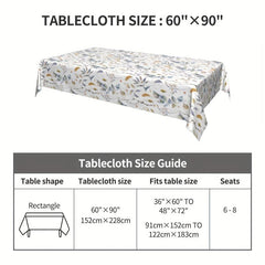 Polyester Tablecloth Waterproof Floral Pattern Long Table Cover