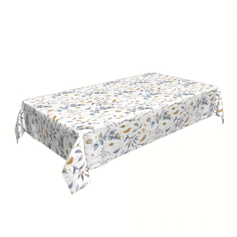 Polyester Tablecloth Waterproof Floral Pattern Long Table Cover