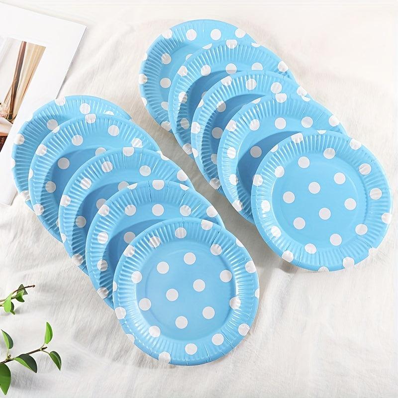 10pcs Colorful Polka Dot Paper Plates - Round Disposable Tableware