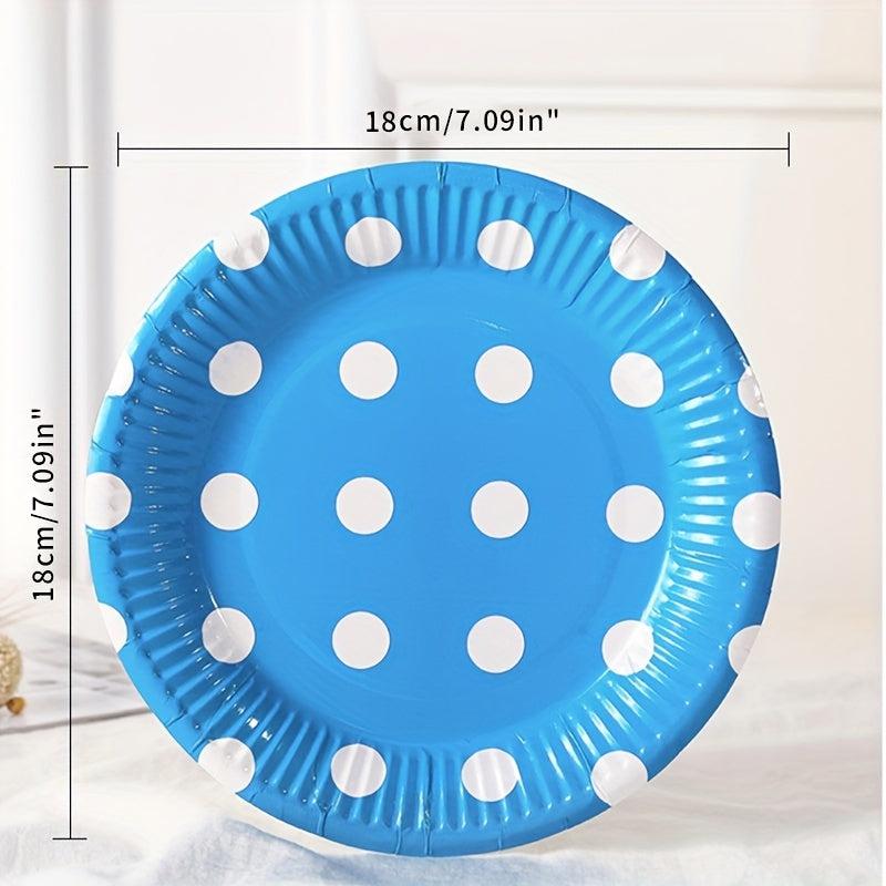 10pcs Colorful Polka Dot Paper Plates - Round Disposable Tableware