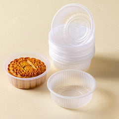 100pcs Clear Plastic Mooncake & Cupcake Trays for Snacks, Dips, Candies