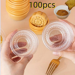 100pcs Clear Plastic Mooncake & Cupcake Trays for Snacks, Dips, Candies
